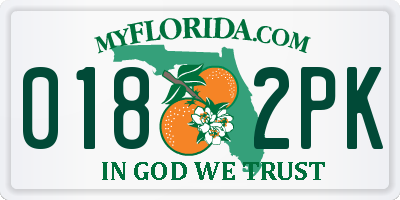 FL license plate 0182PK