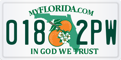 FL license plate 0182PW