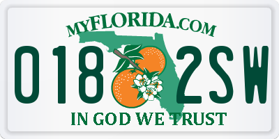 FL license plate 0182SW