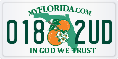 FL license plate 0182UD