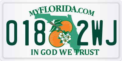 FL license plate 0182WJ