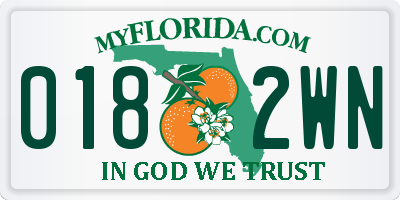 FL license plate 0182WN