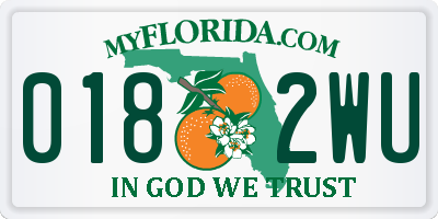 FL license plate 0182WU