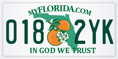 FL license plate 0182YK
