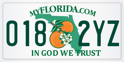 FL license plate 0182YZ
