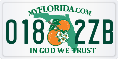FL license plate 0182ZB