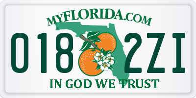 FL license plate 0182ZI