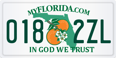 FL license plate 0182ZL