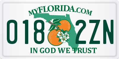 FL license plate 0182ZN