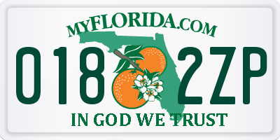 FL license plate 0182ZP