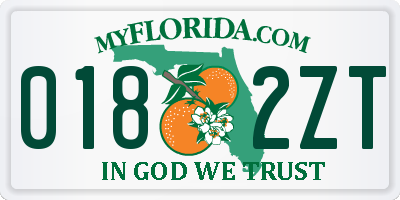 FL license plate 0182ZT