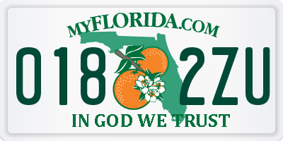 FL license plate 0182ZU