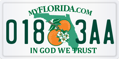 FL license plate 0183AA