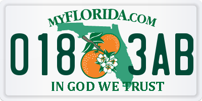 FL license plate 0183AB