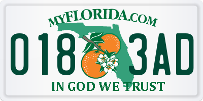 FL license plate 0183AD