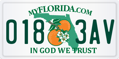 FL license plate 0183AV