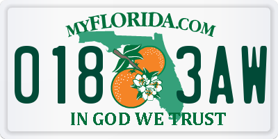 FL license plate 0183AW