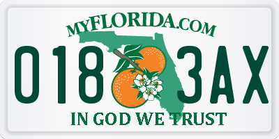 FL license plate 0183AX