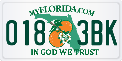 FL license plate 0183BK