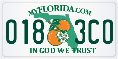 FL license plate 0183CO