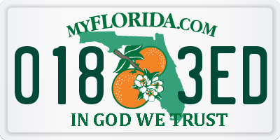 FL license plate 0183ED