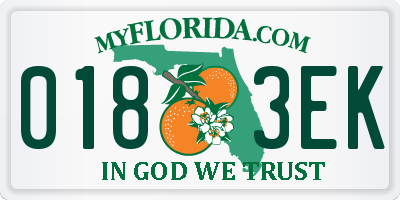 FL license plate 0183EK