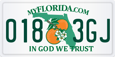 FL license plate 0183GJ
