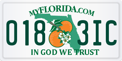 FL license plate 0183IC