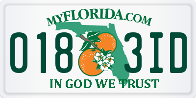 FL license plate 0183ID