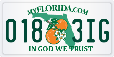 FL license plate 0183IG