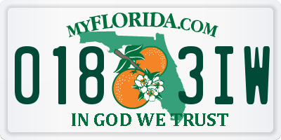 FL license plate 0183IW