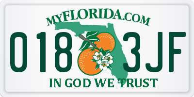 FL license plate 0183JF