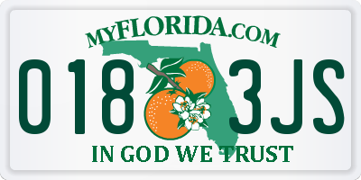 FL license plate 0183JS