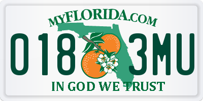 FL license plate 0183MU