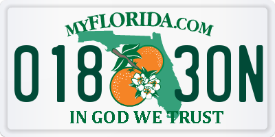 FL license plate 0183ON