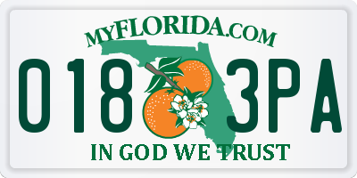 FL license plate 0183PA