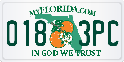 FL license plate 0183PC