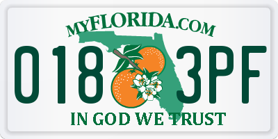 FL license plate 0183PF