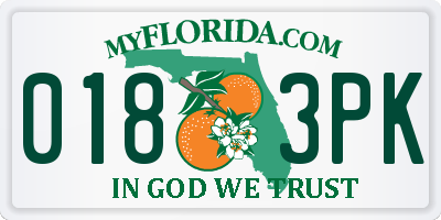 FL license plate 0183PK
