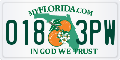 FL license plate 0183PW
