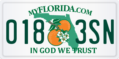 FL license plate 0183SN