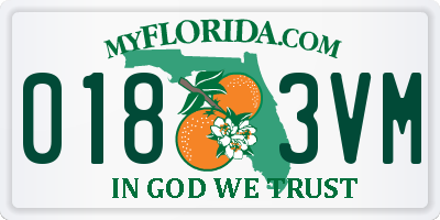 FL license plate 0183VM