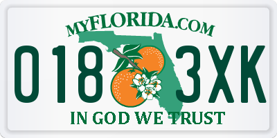 FL license plate 0183XK