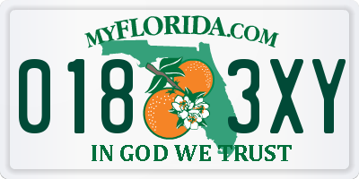FL license plate 0183XY