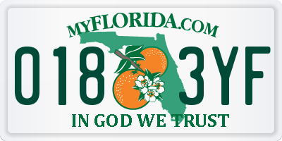 FL license plate 0183YF