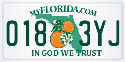 FL license plate 0183YJ