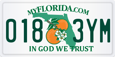 FL license plate 0183YM