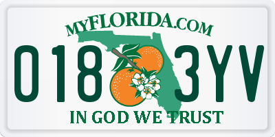 FL license plate 0183YV
