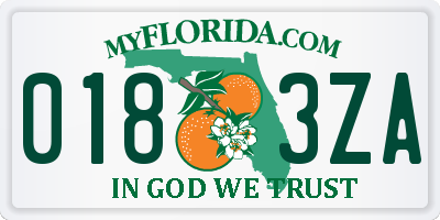 FL license plate 0183ZA