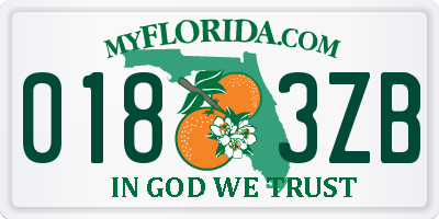 FL license plate 0183ZB